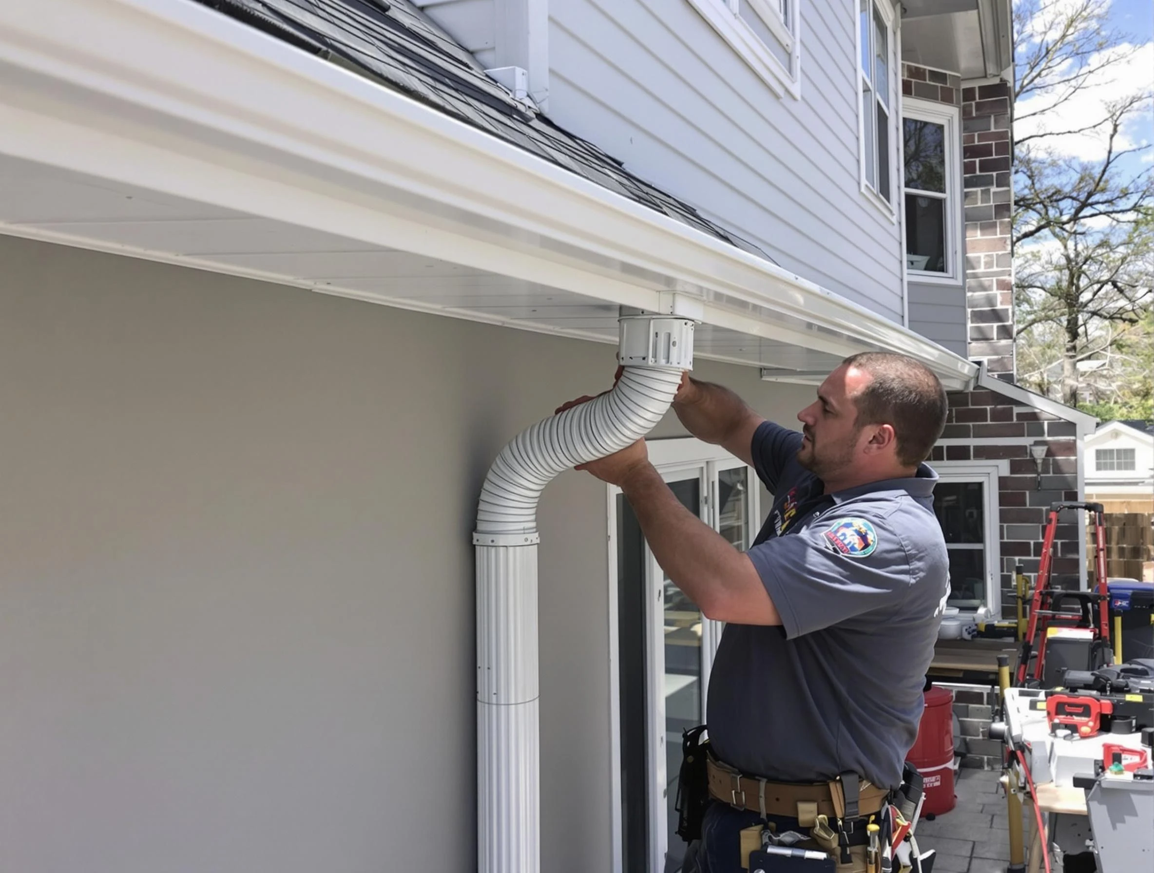 Downspouts installed by Berea Roofing Company to guide water away in Berea, OH
