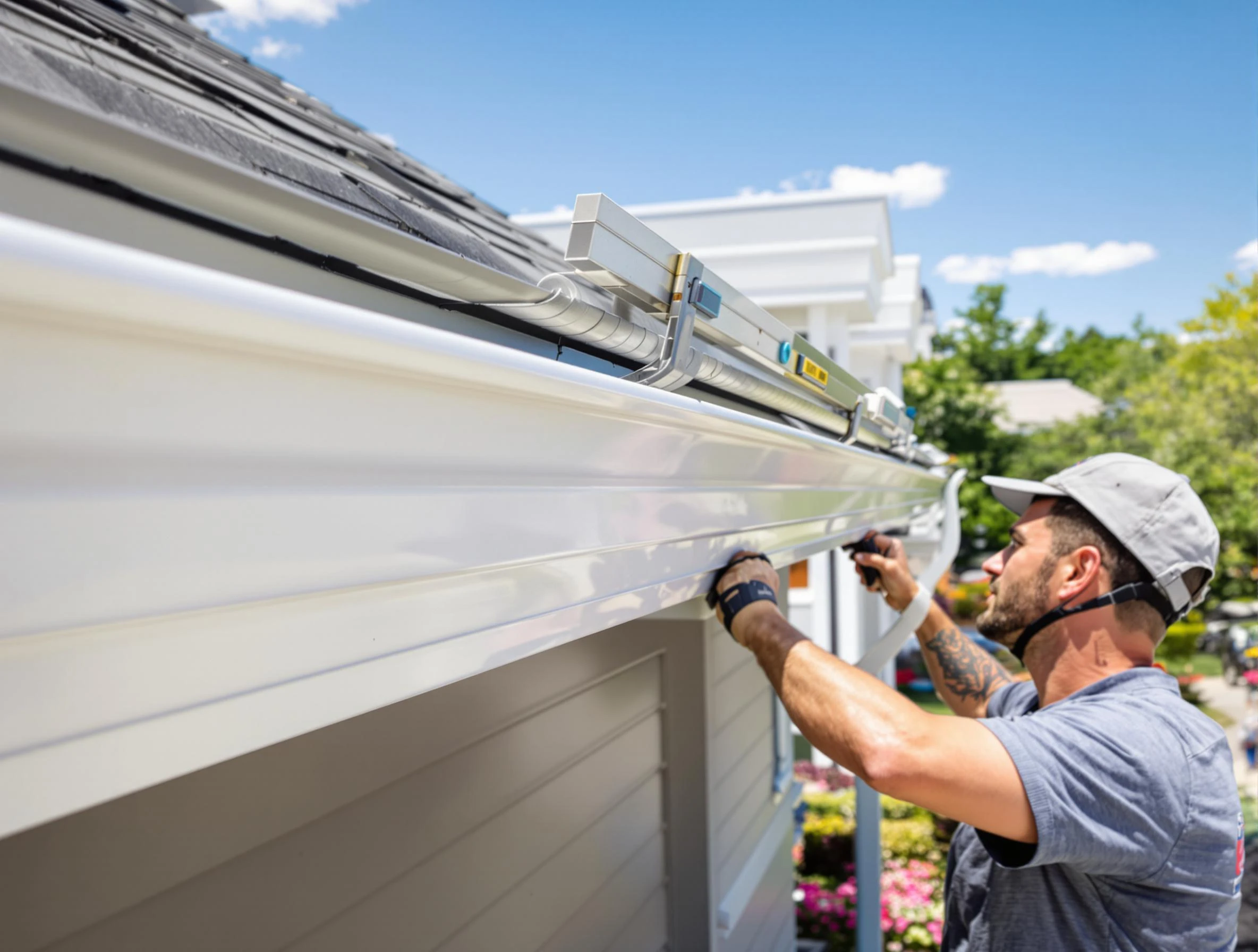 Newly installed gutters by Berea Roofing Company for a home in Berea, OH