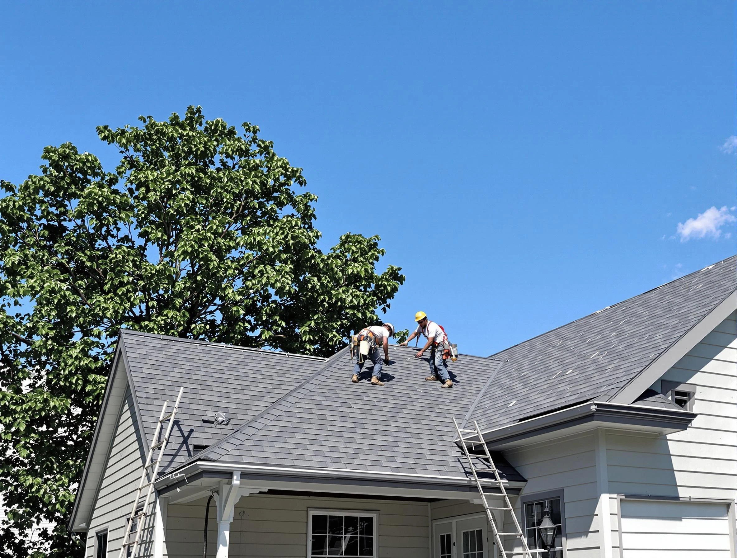 Berea Roofing Company crew finalizing a roof installation in Berea, OH